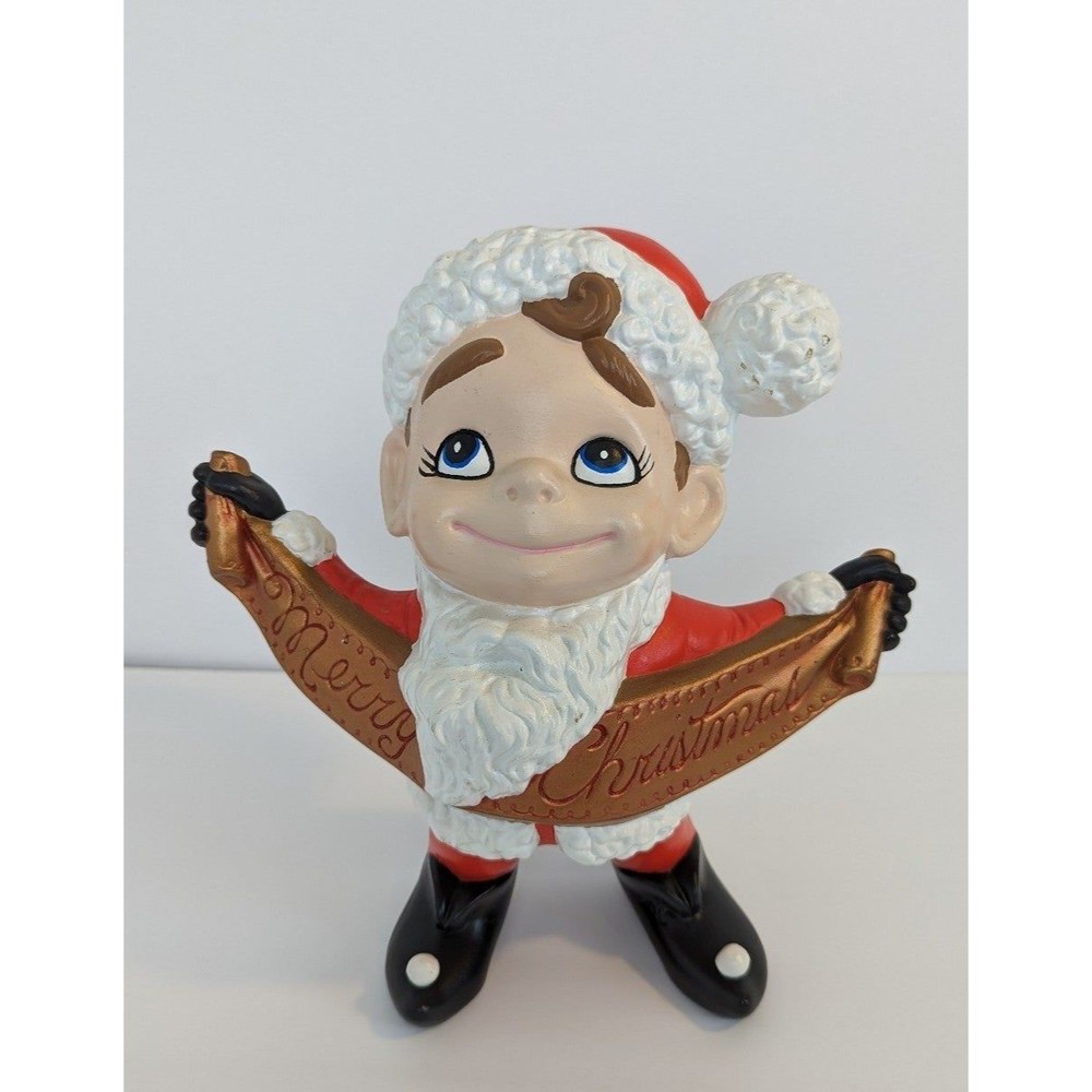 Vintage Atlantic Mold Hand Painted Ceramic Christmas Elf Statue Figure